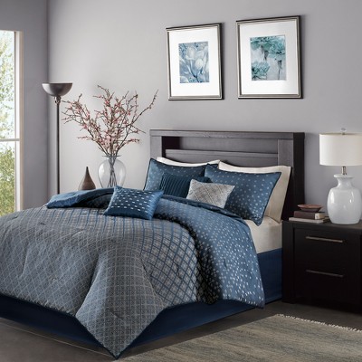 Blake 7 Piece Comforter Set - Blue (Queen)