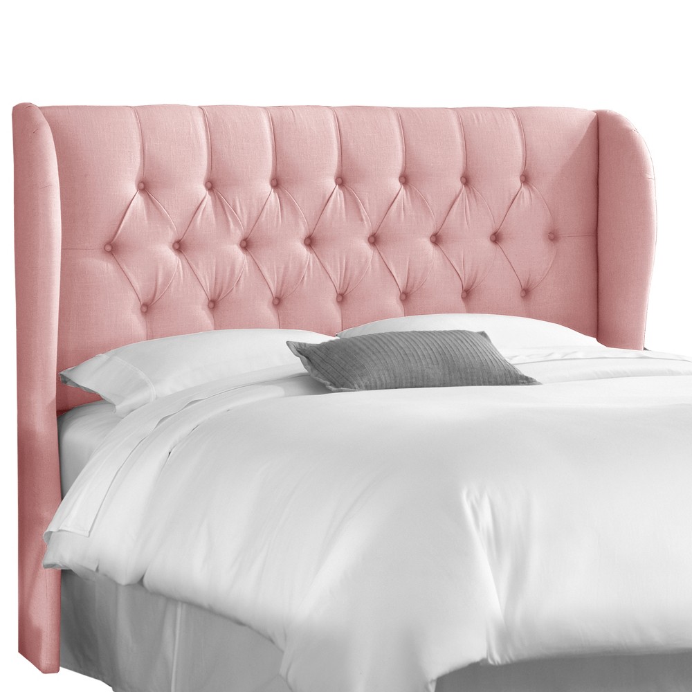 Photos - Bed Frame Skyline Furniture Twin Tufted Wingback Headboard Blush Linen