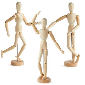 3 Pack Drawing Mannequin, Wooden Figure Model for Artists and Home Decor, 13"