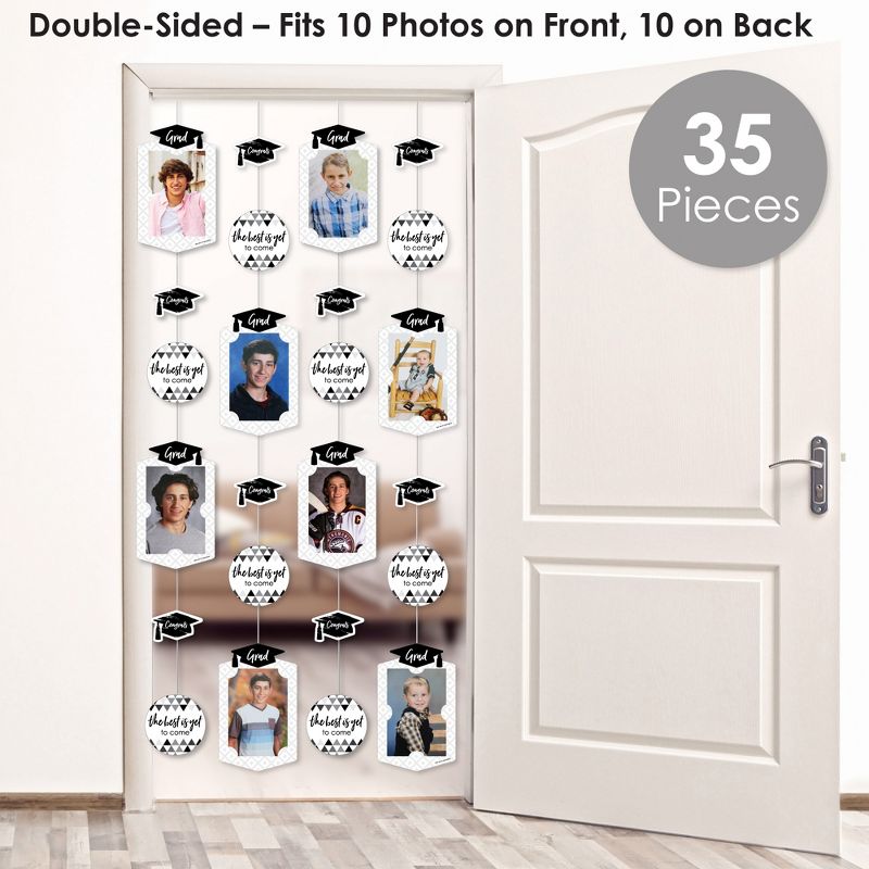 Big Dot of Happiness Black and White Graduation Party Vertical Photo Garland 35 Pieces, 3 of 10