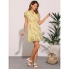 INSPIRE CHIC Women's Ruffle Sleeve Self-Tie V Neck Mini A-Line Floral Dress - 3 of 4