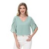 Anna-Kaci Women's V-Neck Blouse with Split Sheer Short Sleeves and Relaxed Fit Silhouette - 3 of 4