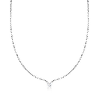 Ross-Simons 4.20 ct. t.w. CZ Solitaire-Style Tennis Necklace in Sterling Silver Size 16