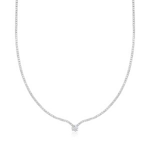 Ross-Simons 4.20 ct. t.w. CZ Solitaire-Style Tennis Necklace in Sterling Silver Size 16 - 1 of 3