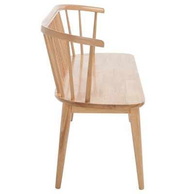 Natural Rubberwood Spindle Back Bench with Tapered Legs