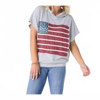 Women's Vintage Look Americana Patriotic Hooded Top - COCO + CARMEN XXL