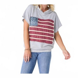 Women's Vintage Look Americana Patriotic Hooded Top - COCO + CARMEN XXL - 1 of 4