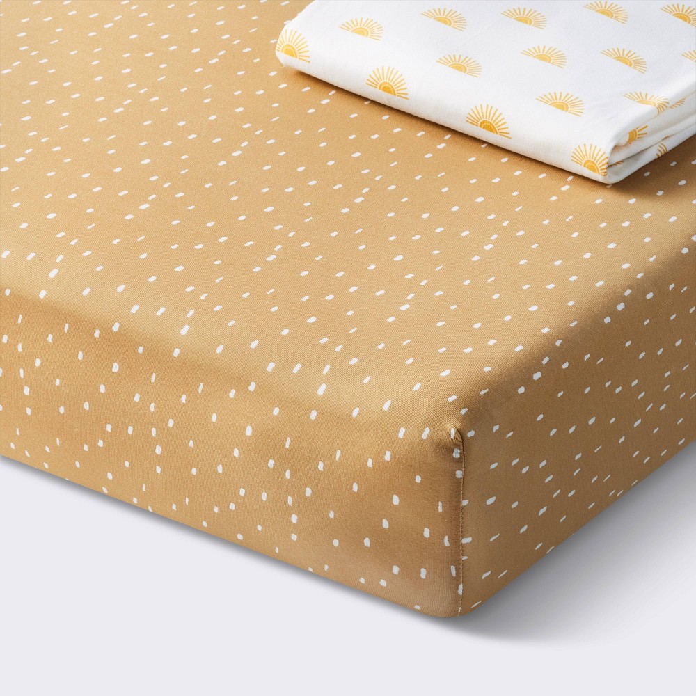 Photos - Bed Linen Fitted Jersey Crib Sheet - Sun Dashes - 2pk - Cloud Island™