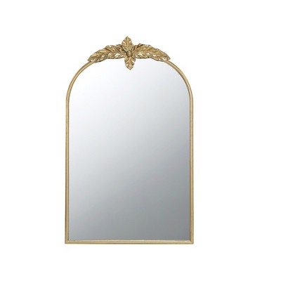 Vynxaria 24"x36" Gold Arched Wall Mirror - Elegant Framed Living Room & Bedroom Decor