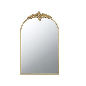 Vynxaria 24"x36" Gold Arched Wall Mirror - Elegant Framed Living Room & Bedroom Decor - 1 of 4