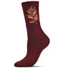 Memoi Women's Embroidered Golden Leaf Vintage Style Crew Socks - 4 of 4