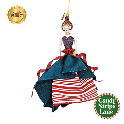 Santa Land Nicolette In Candy Cane Striped Ball Gown 1 Glass Ornament 7.00 Inch Glass Dames Of Candy Striped Lane Shopper Italian Italy 23d1040 Target