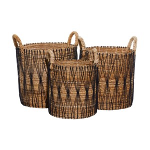 Olivia & May 3pk Banana Leaf Storage Baskets Brown - 1 of 4