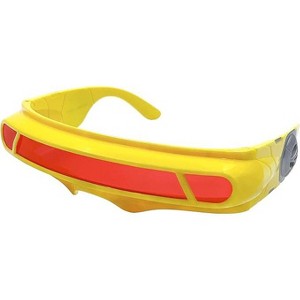 grinderPUNCH Futuristic Space Alien Costume Sunglasses Cyclops Shield Party Mirror Mono Lens (Yellow - Red Lens) - 1 of 1