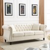 TiramisuBest 80" 3-Seater Tufted Velvet Sofa with Rolled Arms & Nailhead Trim, Beige for Living Room, Bedroom & Office,2 Pillows - 3 of 4
