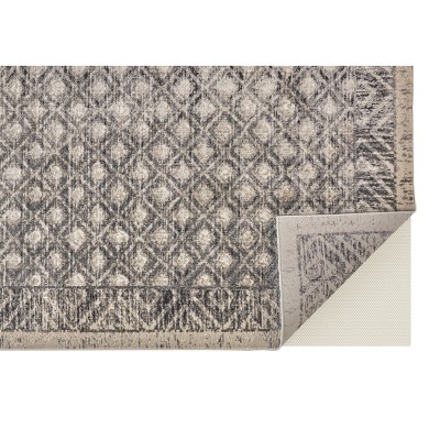 Reversible Ivory Diamond Synthetic Area Rug 5'3" x 7'6"