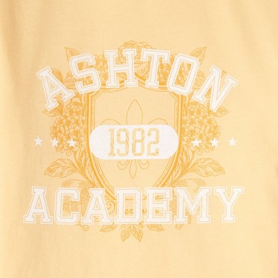 Детские футболки Cat & Jack Girls' Short Sleeve 100% Cotton 'Ashton Academy' Oversized Graphic T-Shirt - Cat & Jack™ Gold L — фото 3