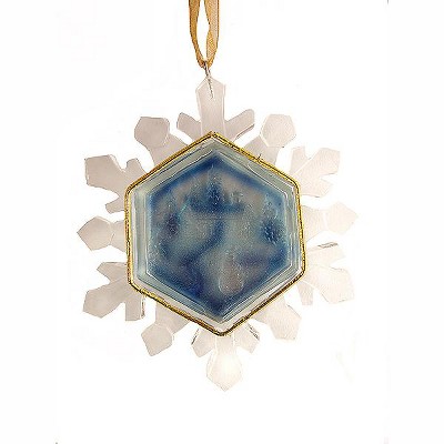 Roman 3" Winter Scene Snowflake Christmas Ornament - Blue/White