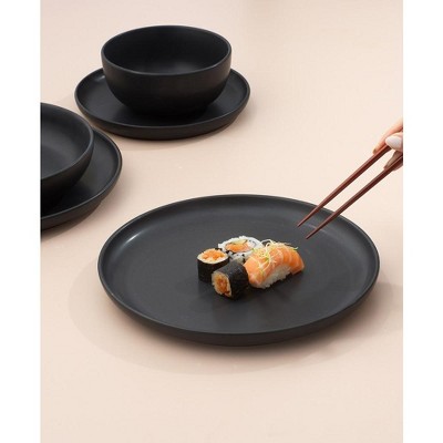 Matte Black Ceramic 18-Piece Dinnerware Set for 6