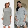 EXLURA Women's 2025 Summer Oversized Short Sleeve T Shirt Dress Casual Crew Neck Striped Tops Loose Sundress with Pockets - 2 of 4