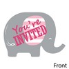 Big Dot of Happiness Pink Elephant - Shaped Fill-in Invitations - Girl Baby Shower or Birthday Party Invitation Cards with Envelopes - Set of 12 - 2 of 4