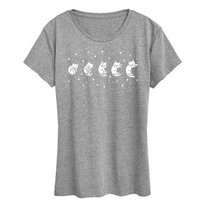 Women's - Instant Message - Cat Moon Phases Short Sleeve Graphic T-Shirt - 1 of 4