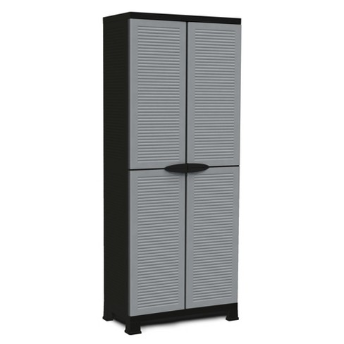 Suncast 3-Shelf Resin Base Garage Cabinet Locker, Gray 