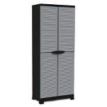 RAM Quality Products PRESTIGE UTILITY Indoor Outdoor Tool Storage Organizing Cabinet with Lockable Double Grey Doors