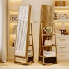 Fredees 360° Swivel LED Jewelry Cabinet, Lockable Wavy Mirror Organizer with Rear Shelves and Makeup Tray,White - 4 of 4