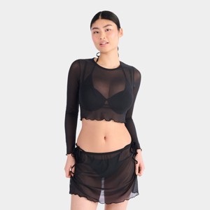 Parade Mesh Crop Top Long Sleeve Tee - 1 of 4