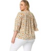 Agnes Orinda Women's Plus Size Pleated Ruffle 3/4 Sleeves Pintuck V Neck Floral Blouses - 4 of 4