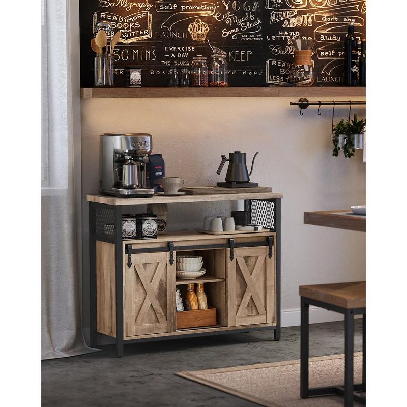 VASAGLE Buffet Cabinet, Storage Cabinet, Sideboard with 2 Sliding Barn Doors, Adjustable Shelves, 2 of 10