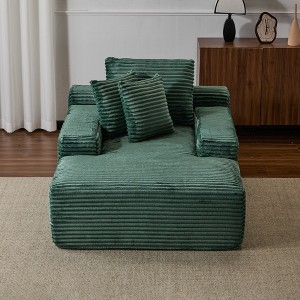 Whisen Modern Corduroy Single Sleeper Sofa & Chaise Lounge Chair & Daybed with Accent Pillows, No Assembly Required - 1 of 4