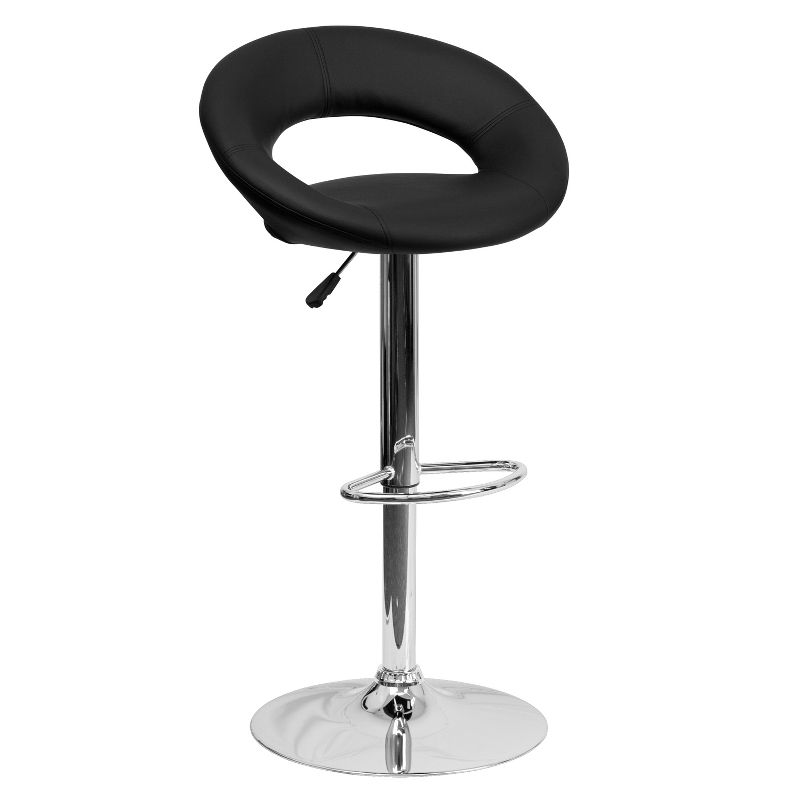 Flash Furniture Contemporary Vinyl Rounded Orbit-Style Back Adjustable Height Barstool with Chrome Base, 1 of 8