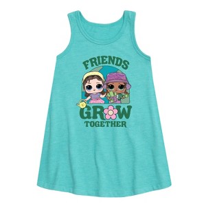 LOL Surprise! Friends Grow Together Graphic Sleeveless Aline Dress - Turquoise - 3T - 1 of 2