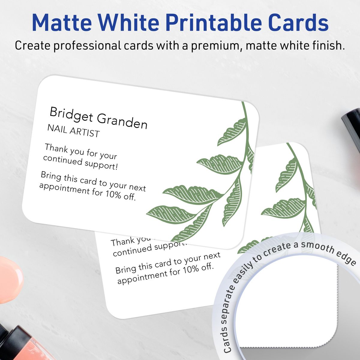 Avery Matte White Postcards, 4" x 6" Rectangle Rounded Corners - thumbnail 2