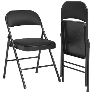 Folding Chairs with Padded Cushions, Portable Leather Upholstered Chair, Hold Up to 350 LBS, for Home, Office, Indoor & Outdoor Events - 1 of 4