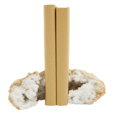 Okuna Outpost Natural Geode Bookends for Shelves and Heavy Books, 2.5 to 3 Lbs, 7 x 3.9 in