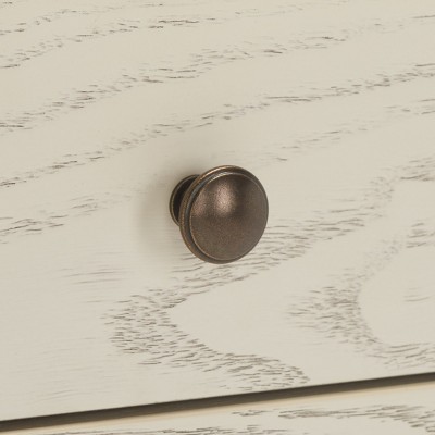 White Washed and Antique Gold 2 Drawer Mid-Century Nightstand