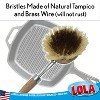Lola Products Replacement Heads for The Original Pot & Pan Brush, Brass Wire & Tampico Bristles, Birch Hardwood, Heavy Duty Cleaning - 3 Pack - 3 of 4