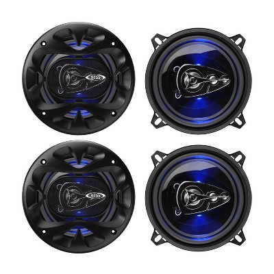 Boss BE524 Rage 5.25" 4 Way 225W Full Range Mobile Car Audio Video Speakers with Blue LED Lights (4 Pack)