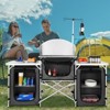 VEVOR Camping Kitchen Table, Folding Outdoor Cooking Table with Storage Carrying Bag, Aluminum Cook Station 3 Cupboard & Detachable Windscreen, Black - 2 of 4