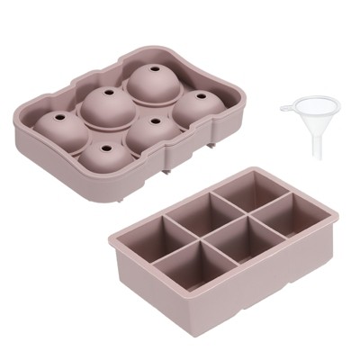 Unique Bargains Silicone DIY Drink Ball Square Maker Ice Cube Trays with Funnel 7.1" 6.5" 2 Pcs