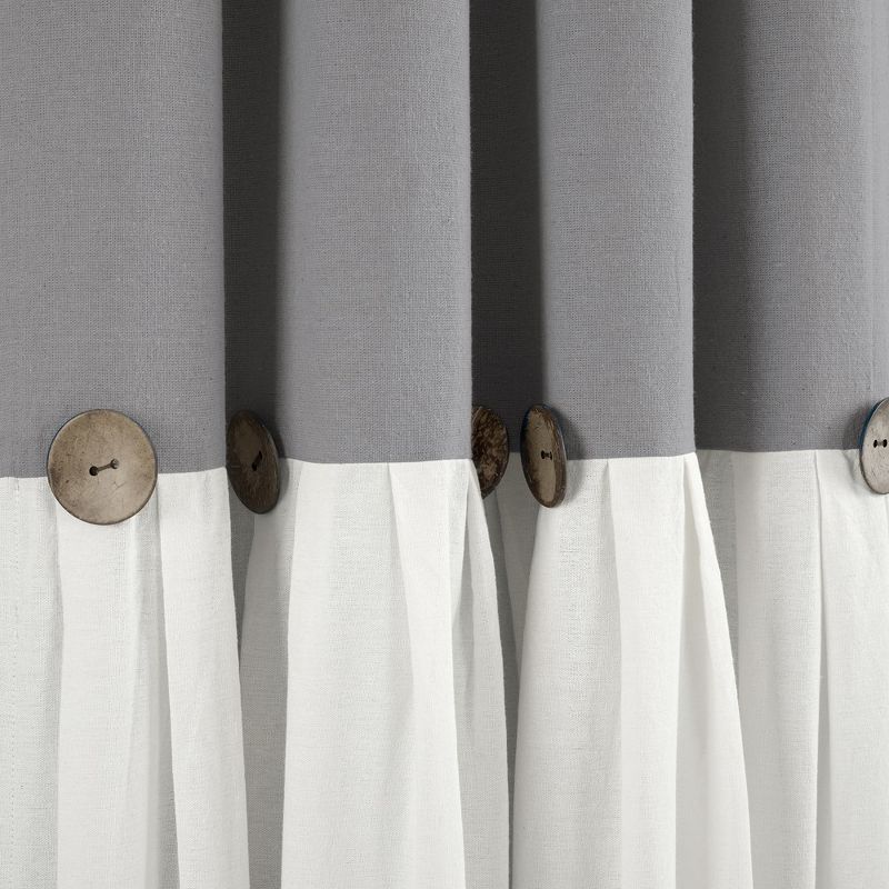 Linen Button 100% Lined Blackout Window Curtain Panel Dark Gray/White Single 40X84, 4 of 7