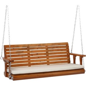 VINGLI 5 FT Outdoor Porch Swing with Cushions, Heavy Duty 880 LBS Patio Hanging Swing Bench with Chains for Yard, Garden - 1 of 4