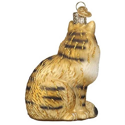 Hand-Painted Glass Maine Coon Cat Christmas Ornament