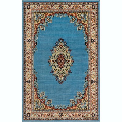 Amaya Light Blue Medallion 5' x 8' Synthetic Area Rug