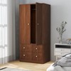 AEELLEEA Clothing Wardrobe 2 Doors 2 Drawers Elegant Wooden Freestanding Storage Cabinet for Bedroom Living Room Office - 2 of 4