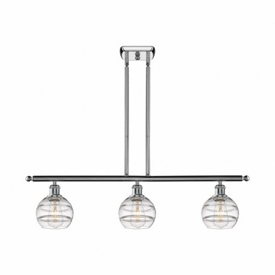 Rochester - 3 Light Stem Hung Island In Industrial Style-8.38 Inches Tall and 36 Inches Wide
