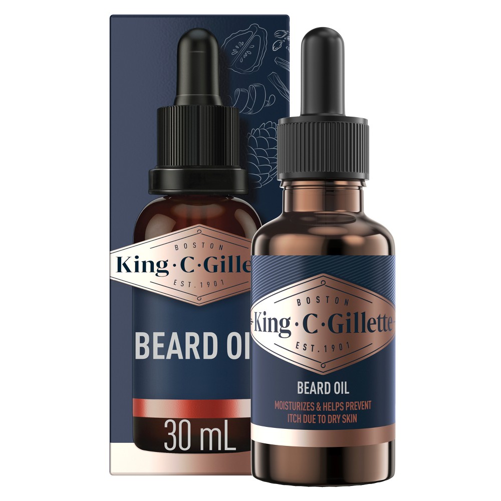 King C. Gillette Men's Beard Oil with Argan Oil - 1 fl.oz: For All Hair Types, Normal Skin, Bergamot and Cedar Scent